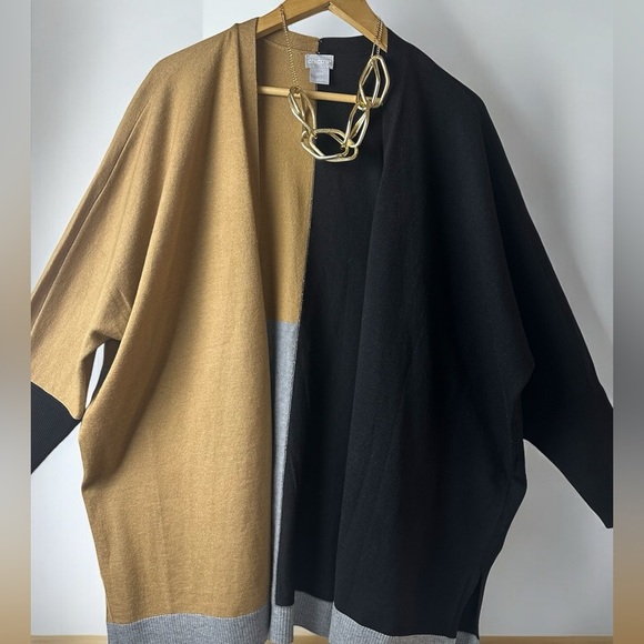 Brand: Chico’s , size: S/M open sweater, has 3 colors, coffee, black, lead. - Picture 1 of 10